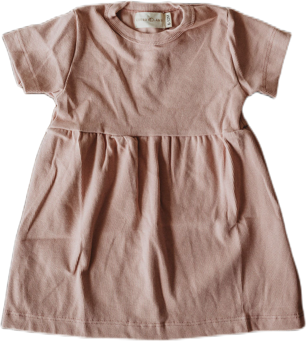 ORGANIC COTTON RIBBED KNIT DRESS IN "MAUVE"