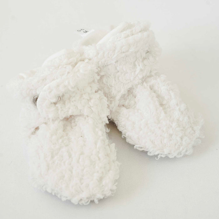 Organic Cotton Fuzzy Booties - White