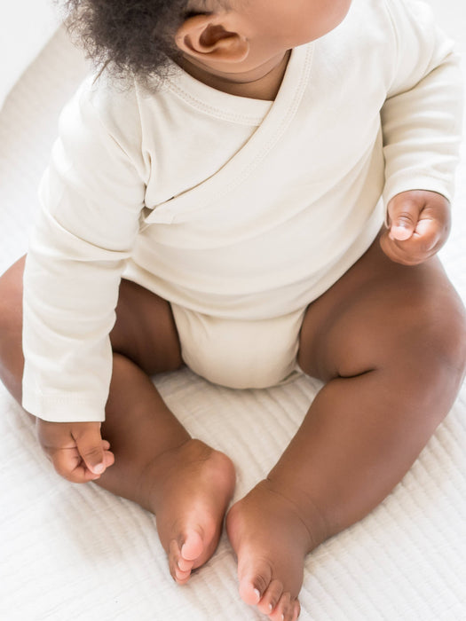 Organic Baby Long Sleeve Classic Kimono Bodysuit - Natural