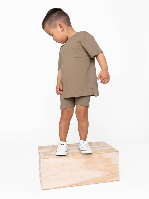 Ribbed Biker Short - Taupe