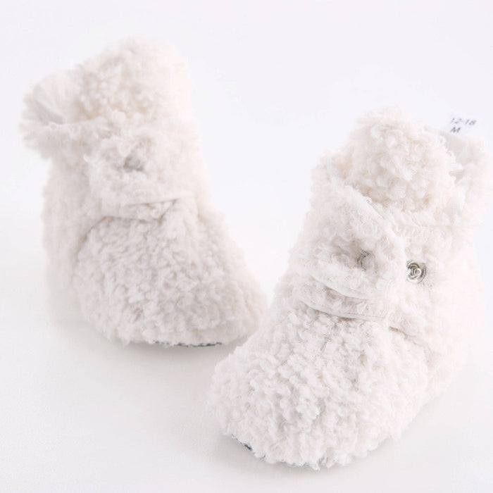 Organic Cotton Fuzzy Booties - White