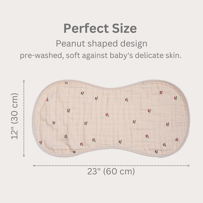 Bamboo Muslin Burp Cloth Set 2-Pack (Cherry/White)