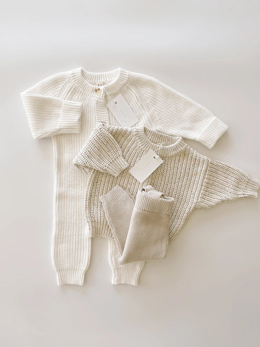Chunky Knit Playsuit - Powder
