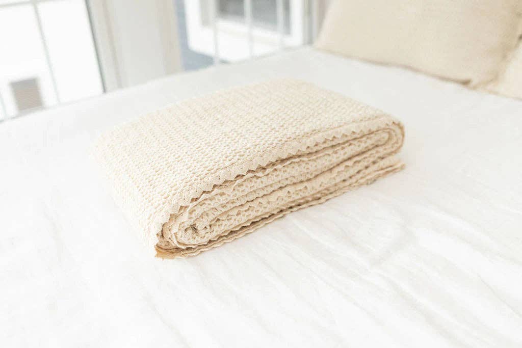 Cozy Waffle Blanket | Twin Size - Milk