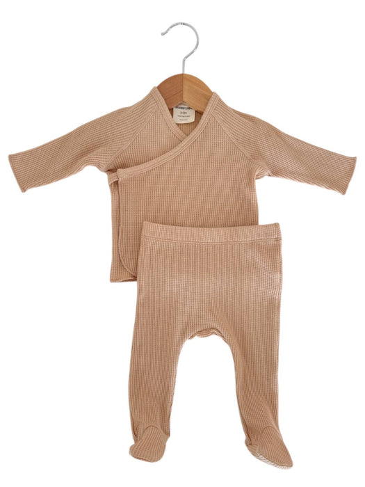 Organic Waffle Kimono & Pant Set, Tan