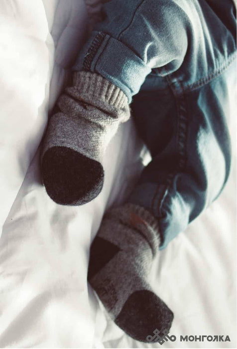 Children’s Thick Yak Wool Socks - Grey/Brown