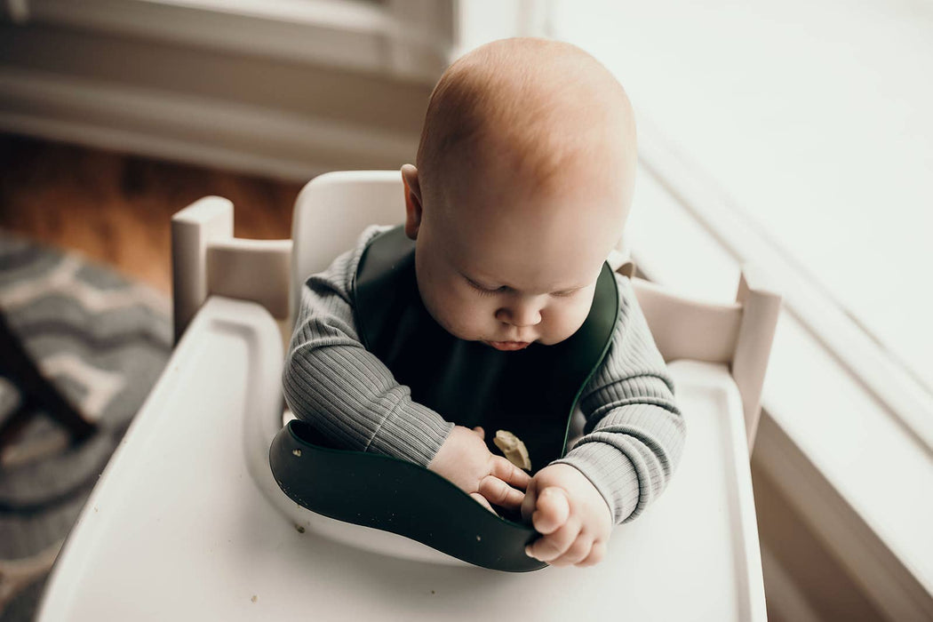 Black Silicone Bib with Crumb Catcher