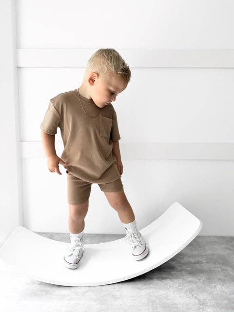 Ribbed Biker Short - Taupe