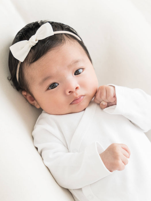 Organic Baby Long Sleeve Classic Kimono Bodysuit - White