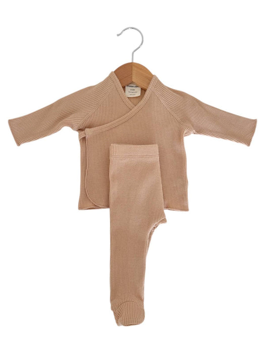 Organic Waffle Kimono & Pant Set, Tan