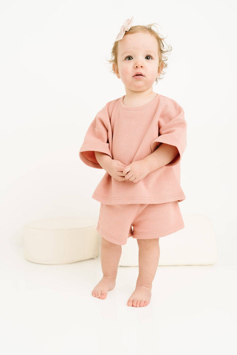 Rosy Pink Waffle Slouchy Set