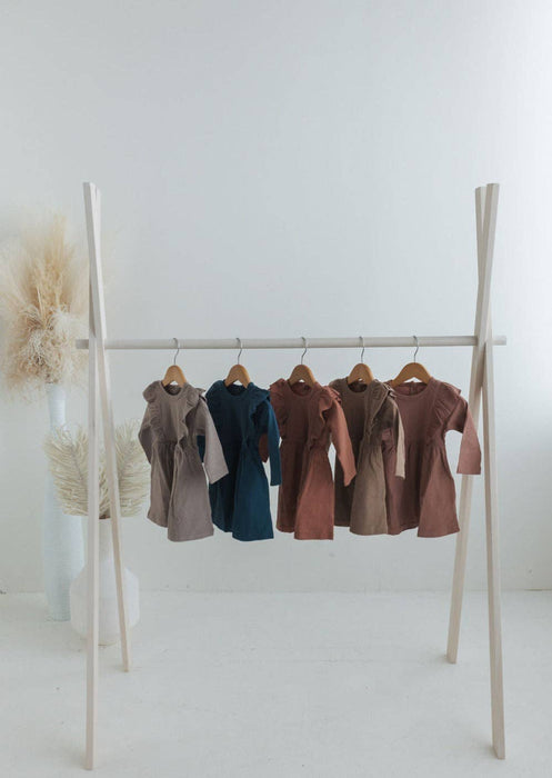 Ribbed Flutter Dress | Cappuccino