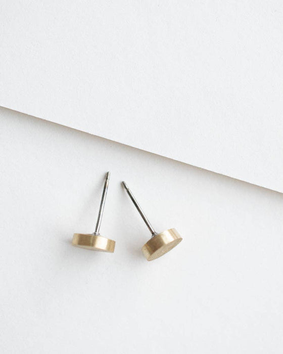 Matte Brass Mini Circle Post Earrings