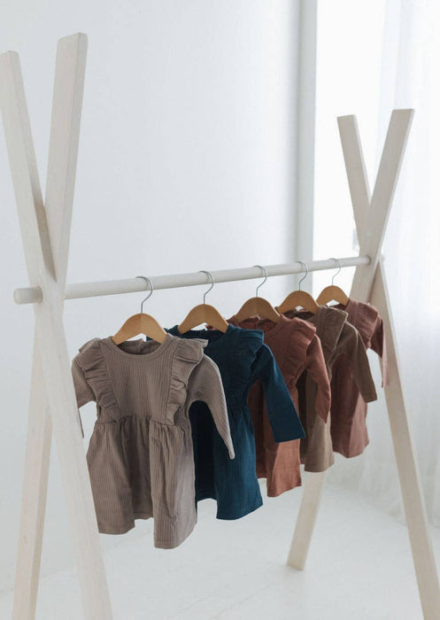 Ribbed Flutter Dress | Cappuccino