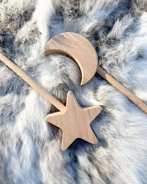 Wooden Girl Wand - Moon & Star | Princess Wand | Keepsafer