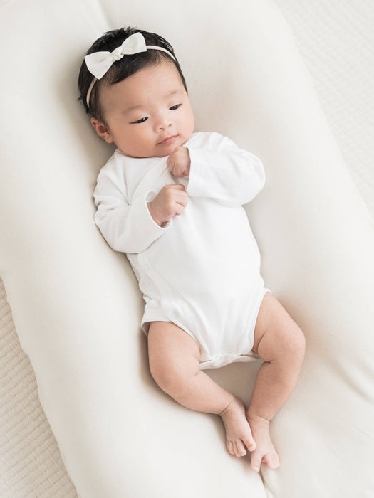 Organic Baby Long Sleeve Classic Kimono Bodysuit - White