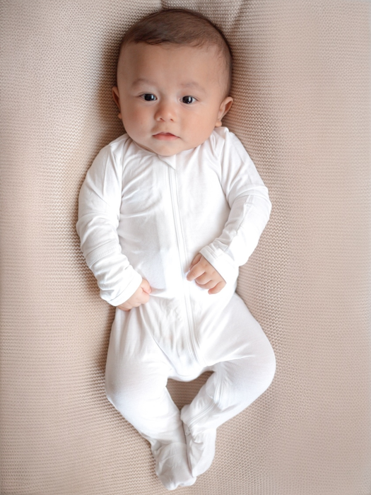 2-Way Zip Footie, White