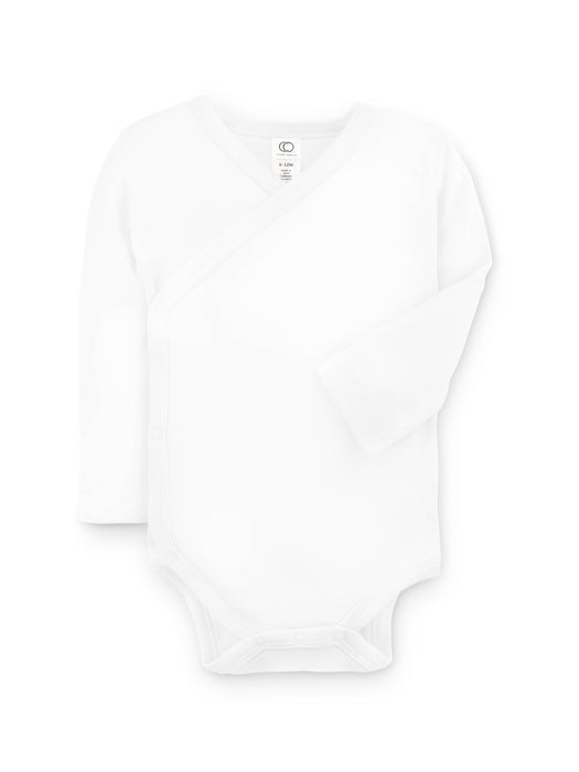 Organic Baby Long Sleeve Classic Kimono Bodysuit - White