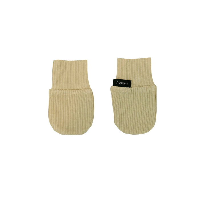 Ribbed Bamboo Non Scratch Mittens - Wheat
