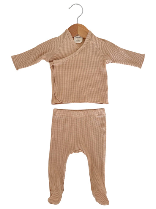 Organic Waffle Kimono & Pant Set, Tan
