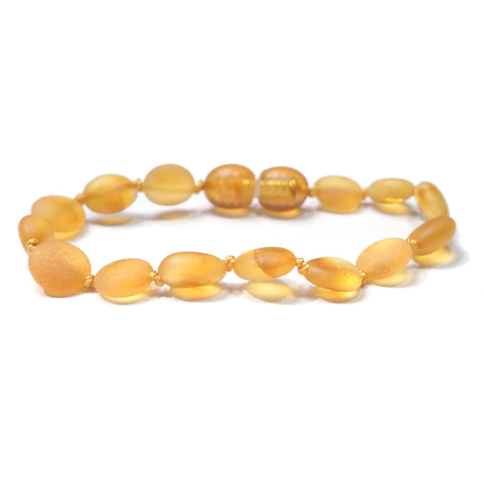Baby/Child Amber Bracelet - Raw Oval Beads - Honey