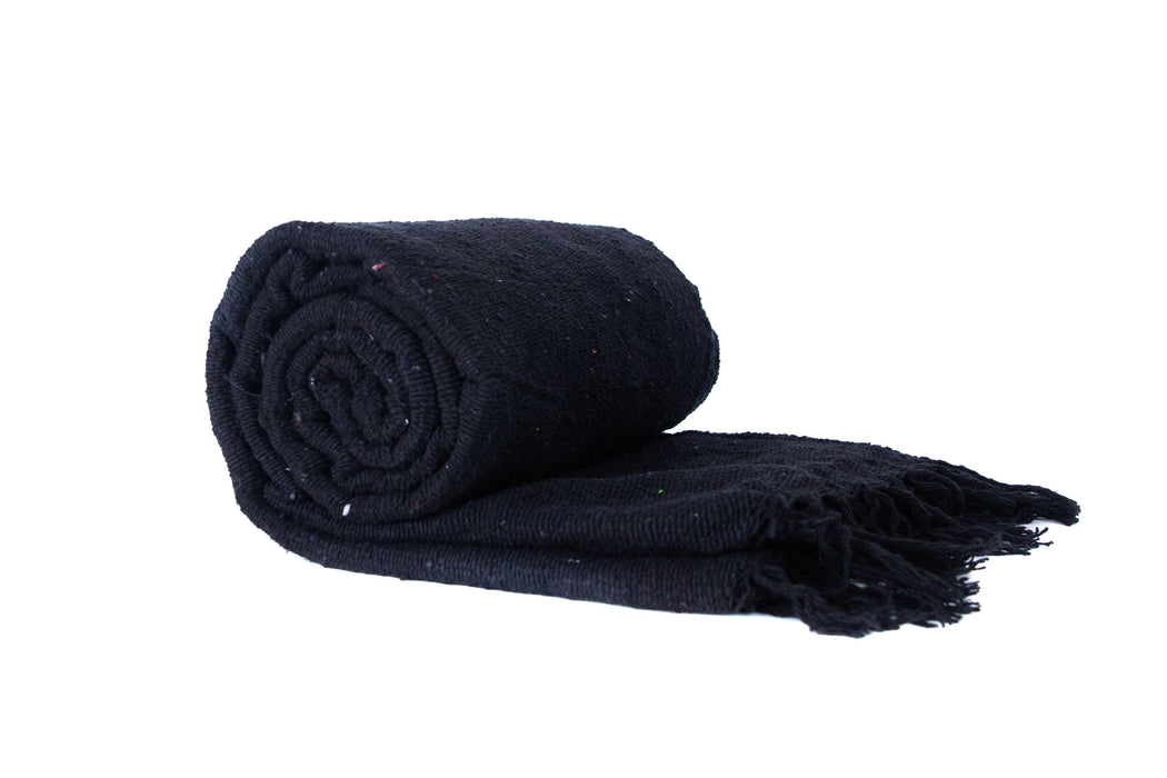 Solid Woven Mexican Blanket - Black