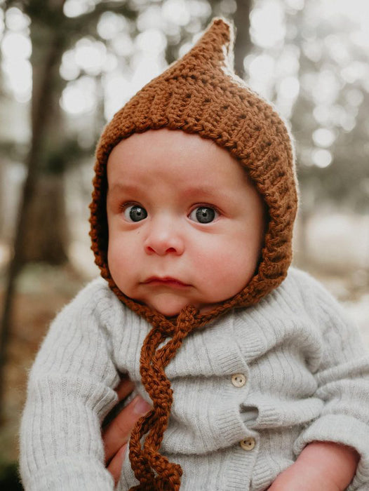 Copper Cotton Crochet Pixie Bonnet