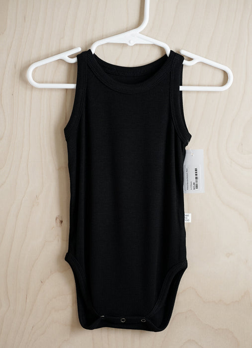 Ribbed Sleeveless Bodysuit- Black