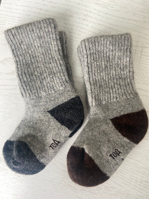 Children’s Thick Yak Wool Socks - Grey/Grey