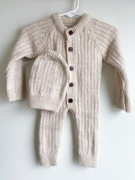 Knitted Baby Romper & Beanie Set