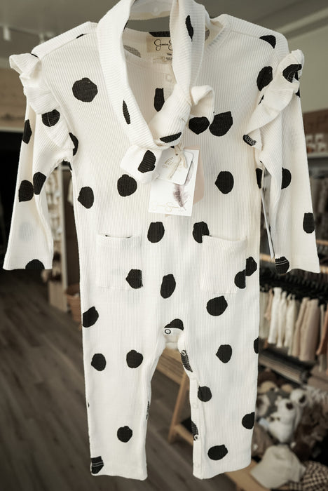 White Polka Dot Romper & Bow