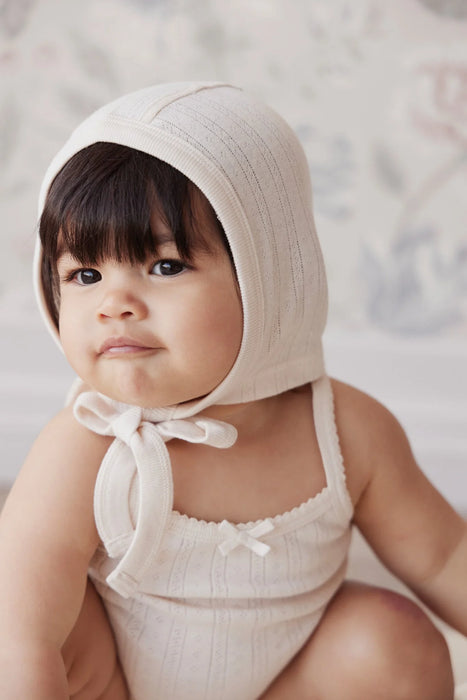 Organic Pointelle Singlet Bodysuit - Natural