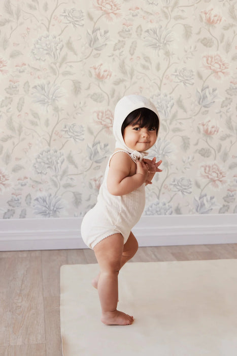 Organic Pointelle Singlet Bodysuit - Natural