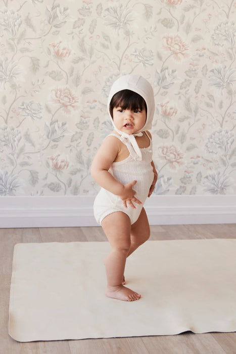 Organic Pointelle Singlet Bodysuit - Natural