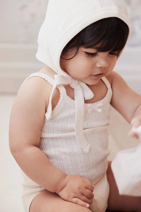 Organic Pointelle Singlet Bodysuit - Natural