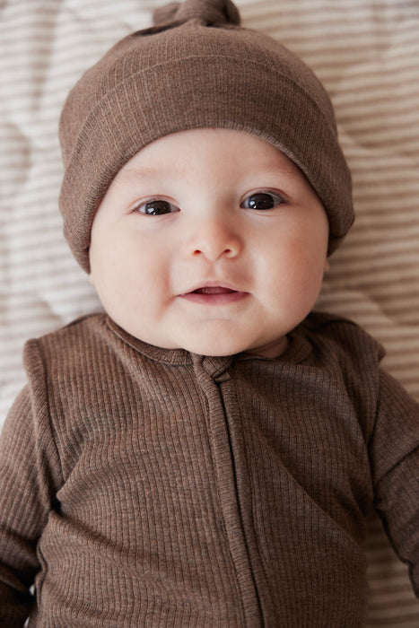 Organic Cotton Modal Marley Beanie - Cocoa Marle