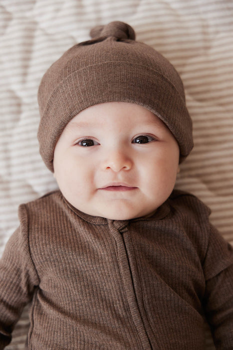 Organic Cotton Modal Marley Beanie - Cocoa Marle