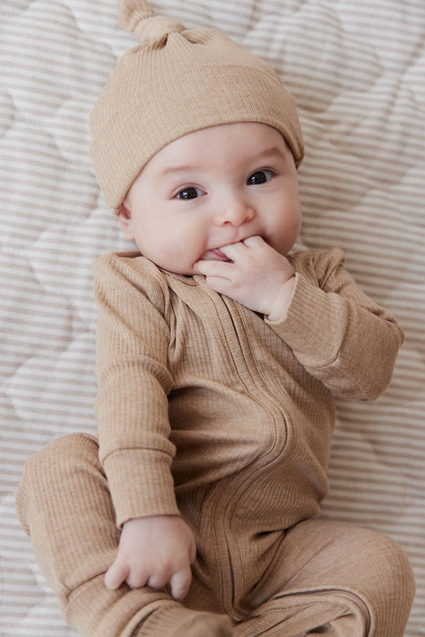 Organic Cotton Modal Gracelyn Zip Onepiece - Caramel Marle