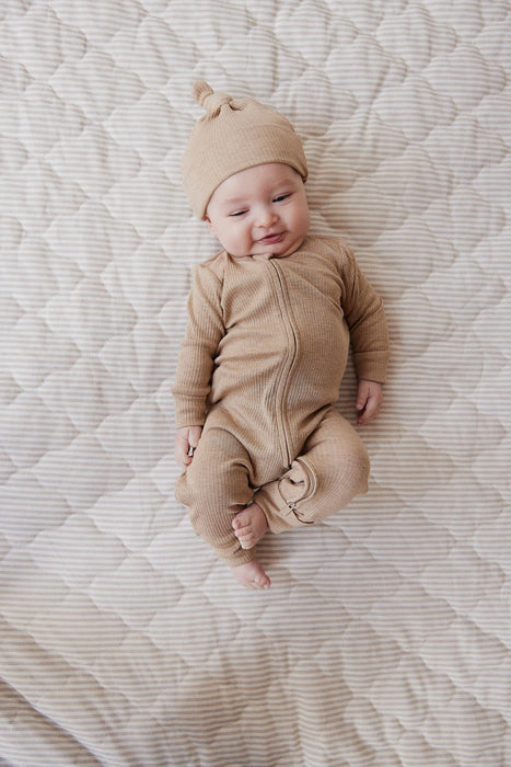 Organic Cotton Modal Marley Beanie - Caramel Marle