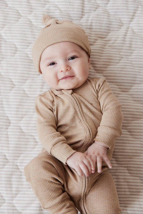 Organic Cotton Modal Marley Beanie - Caramel Marle