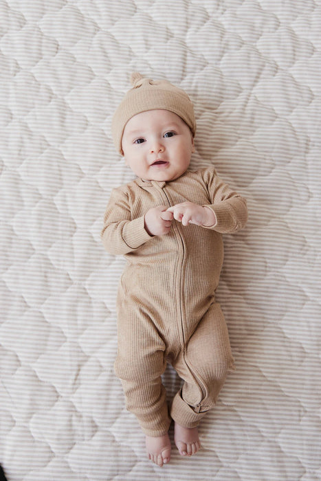 Organic Cotton Modal Marley Beanie - Caramel Marle