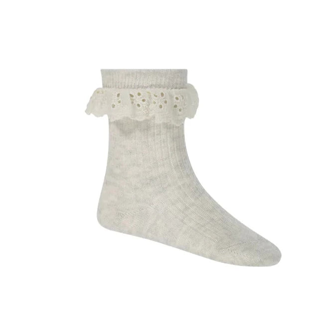 Frill Knee High Sock - Oatmeal
