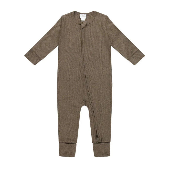 Organic Cotton Modal Gracelyn Zip Onepiece - Cocoa Marle
