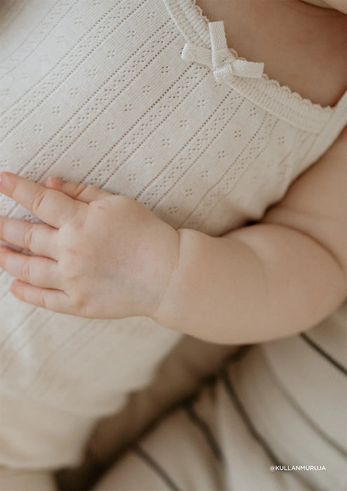Organic Pointelle Singlet Bodysuit - Natural