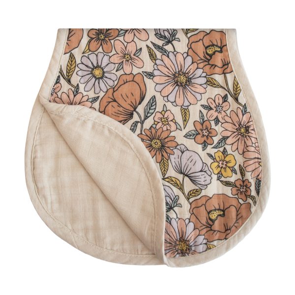 Organic Muslin Burp Cloth 2-Pack - Retro Flowers/Fog