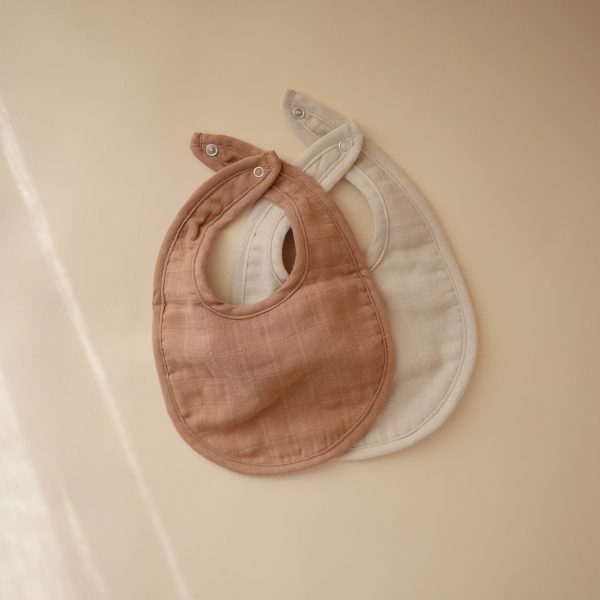 Muslin Bib Set 2-pack - Tan/Fog