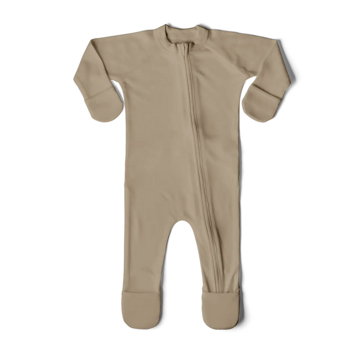Viscose Bamboo + Organic Cotton Footie - Sandstone