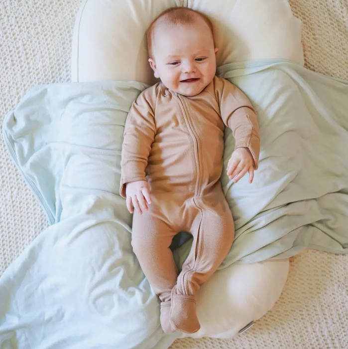 Viscose Bamboo + Organic Cotton Footie - Sandstone