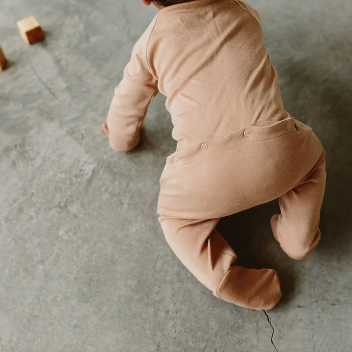 Viscose Bamboo + Organic Cotton Footie - Sandstone