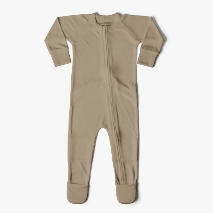 Viscose Bamboo + Organic Cotton Footie - Sandstone